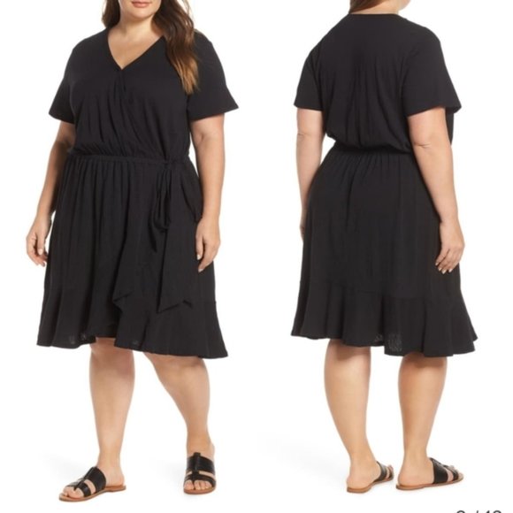 Faux wrap dress with ruffle hem - Picture 1 of 2